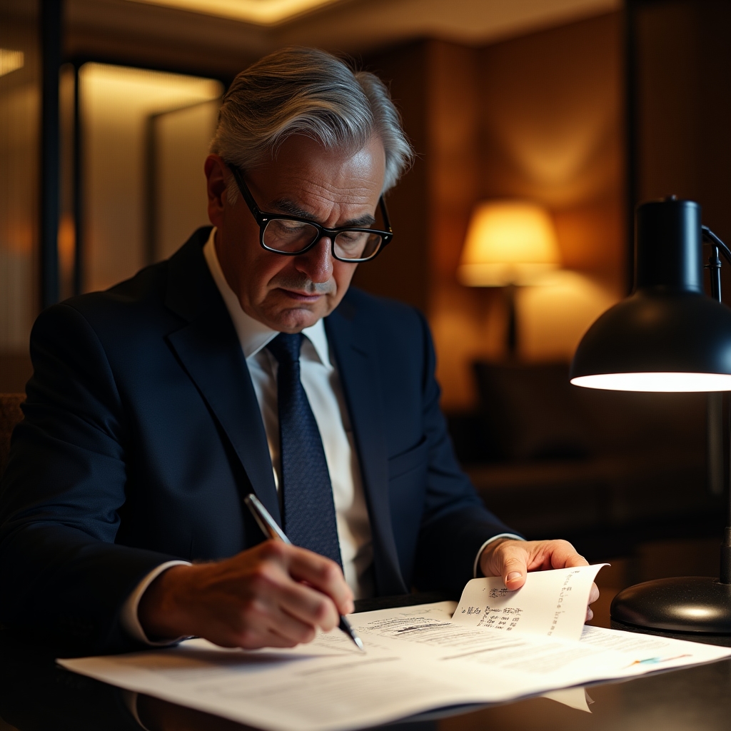 Юрист изучает документы по делу о мошенничестве